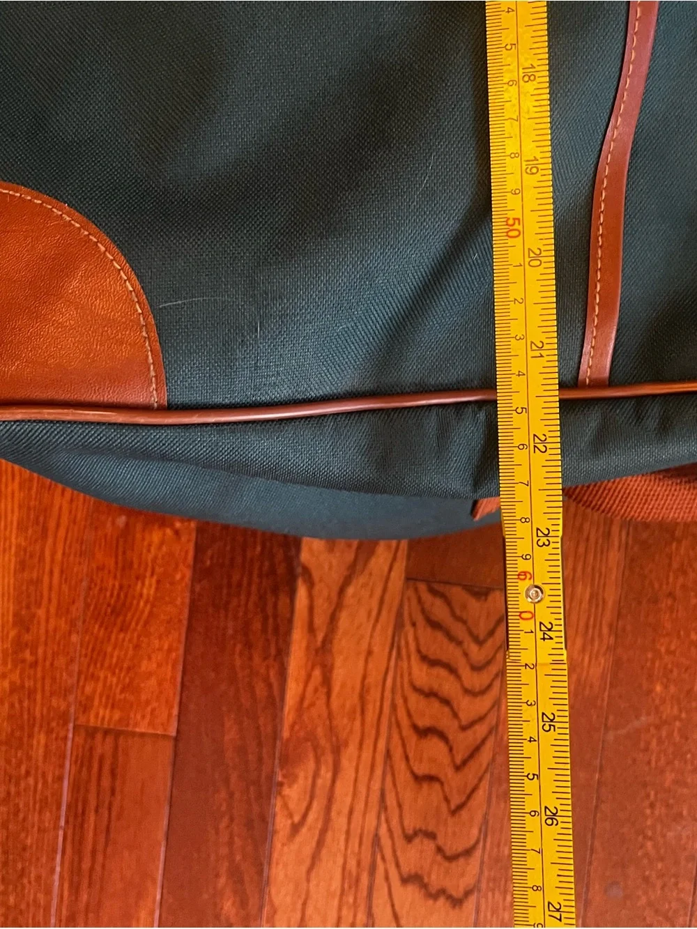 Ralph Lauren Forest Green Duffel with Brown Leather Trim